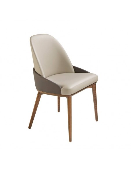 Ángel Cerdá 4120. Silla ATSU, polipiel gris y base de madera color nogal