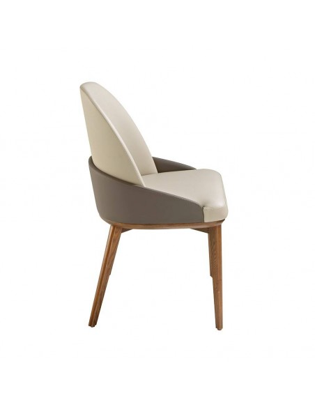 Ángel Cerdá 4120. Silla ATSU, polipiel gris y base de madera color nogal