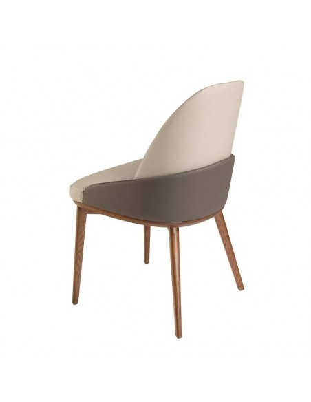 Ángel Cerdá 4120. Silla ATSU, polipiel gris y base de madera color nogal