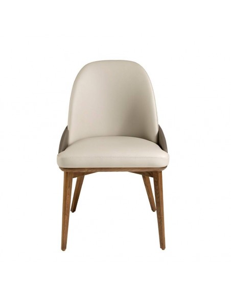 Ángel Cerdá 4120. Silla ATSU, polipiel gris y base de madera color nogal