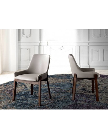 Ángel cerdá 4017. Silla EBO polipiel visón y madera color Nogal.