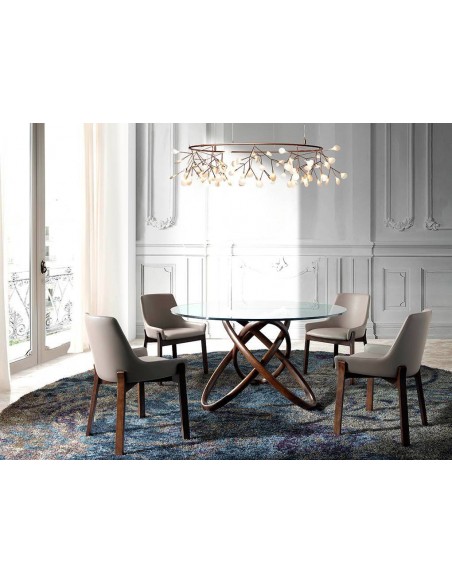 Ángel cerdá 4017. Silla EBO polipiel visón y madera color Nogal.