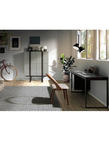 Ángel Cerdá 4063. Silla FADIL, madera color nogal con asiento en polipiel