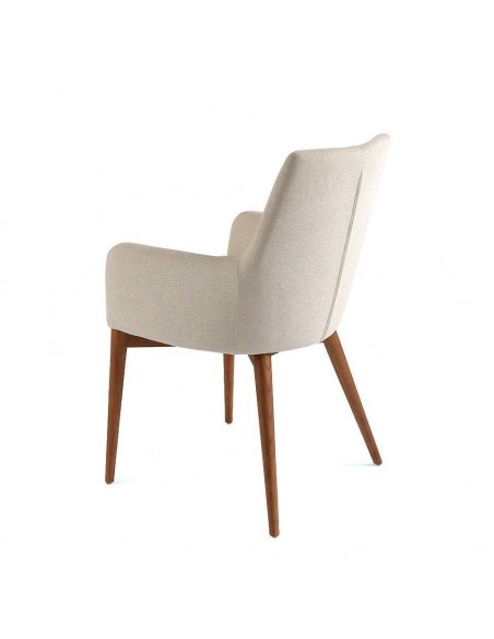 Ángel Cerdá 4048. Silla NURU, tela beige y base en color Nogal.