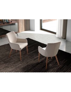 Ángel Cerdá 4048. Silla NURU, tela beige y base en color... 2