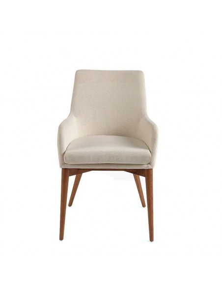 Ángel Cerdá 4048. Silla NURU, tela beige y base en color Nogal.