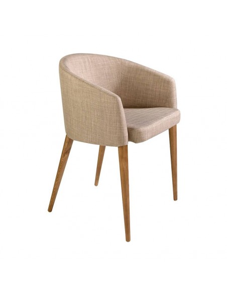 Ángel Cerdá 4007. Silla NASSOR, tela marrón y madera color Nogal.