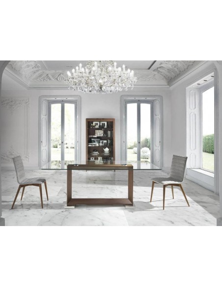 Ángel Cerdá 4031. Cadeira ODE, tecido e madeira de nogueira.