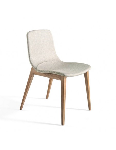 Ángel cerdá 4049. Silla SHU, tela marrón y madera color nogal.