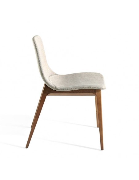 Ángel cerdá 4049. Silla SHU, tela marrón y madera color nogal.