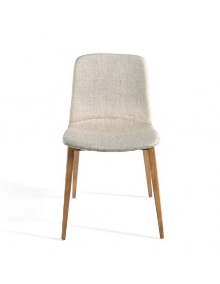 Ángel cerdá 4049. Silla SHU, tela marrón y madera color nogal.