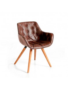 Ángel cerdá 4073. Silla TARIK, polipiel marrón y madera...
