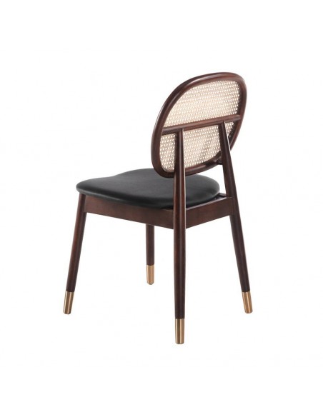 Ángel Cerdá 4093. Silla ZUBERY, polipiel con rattan y madera color Nogal.