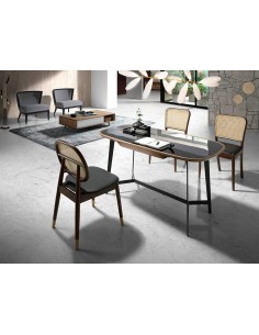 Ángel Cerdá 4094. Silla ZUBER, polipiel con rattan y... 2