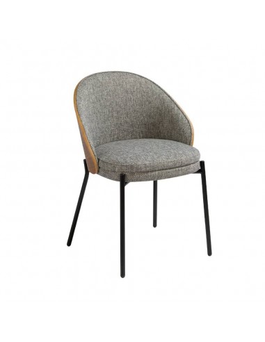 Ángel cerdá 4115. Silla UBAID tela gris y madera chapada nogal.