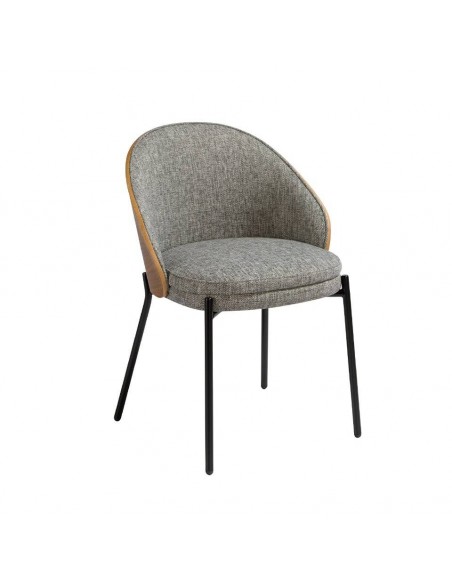 Ángel cerdá 4115. Silla UBAID tela gris y madera chapada nogal.