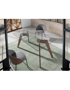 Ángel cerdá 4115. Silla UBAID tela gris y madera chapada... 2