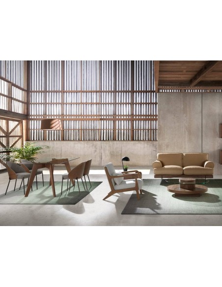 Ángel cerdá 4115. Silla UBAID tela gris y madera chapada nogal.