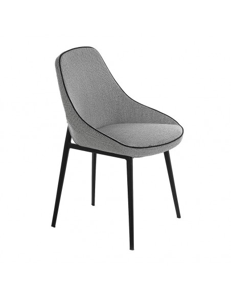 Ángel Cerdá 4082. Silla AKLLA, tela gris con ribetes y acero negro.