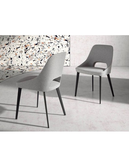 Ángel Cerdá 4101. Silla ZOSER tela gris claro y acero negro.