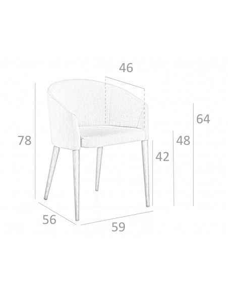 Ángel Cerdá 4007. Silla NASSOR, tela marrón y madera color Nogal.