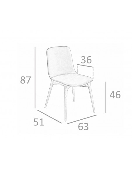 Ángel Cerdá 4043. Silla AUSAR, polipiel marrón y madera color Nogal.