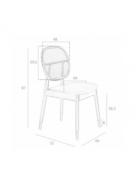 Ángel Cerdá 4093. Cadeira ZUBERY, couro sintético com vime e madeira na cor nogueira.