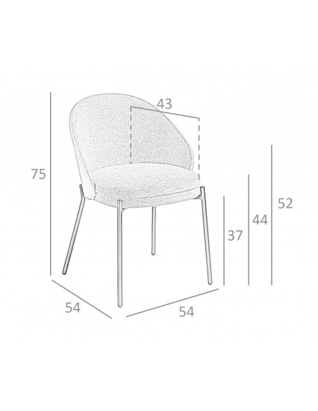 Ángel cerdá 4115. Silla UBAID tela gris y madera chapada nogal.