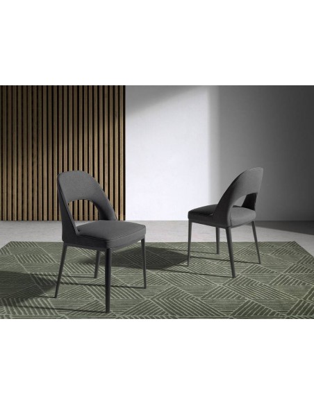 Ángel Cerdá 4023. Silla KEOPS, tela gris con ribete y acero negro