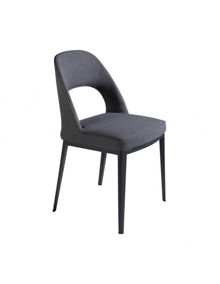 Ángel Cerdá 4023. Silla KEOPS, tela gris con ribete y acero negro