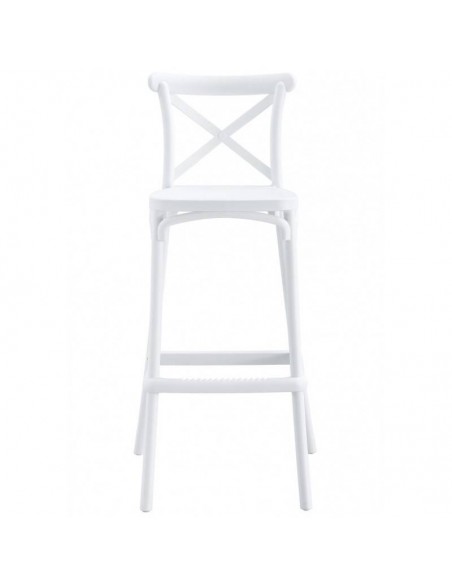 Banqueta para exterior CROSS 75, empilhável, polipropileno branco
