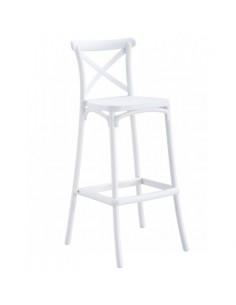 Taburete exterior CROSS 75, apilable, polipropileno blanco