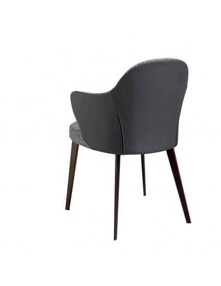 Ángel Cerdá 4102. Silla con brazos HERUM, tela y polipiel gris con acero marrón oscuro.