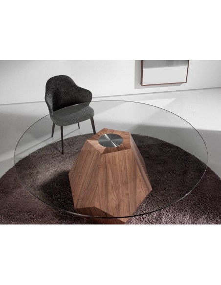 Ángel Cerdá 4102. Cadeira HERUM com braços, tecido e couro sintético cinza com aço marrom escuro.