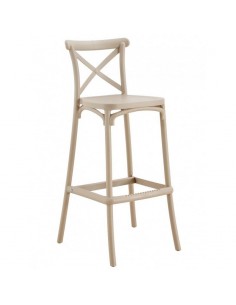 Taburete exterior CROSS 75, apilable, polipropileno beige...