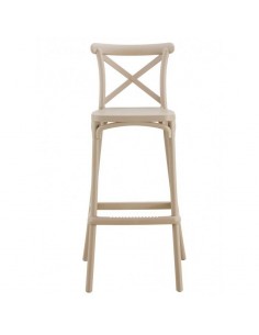 Taburete exterior CROSS 75, apilable, polipropileno beige... 2