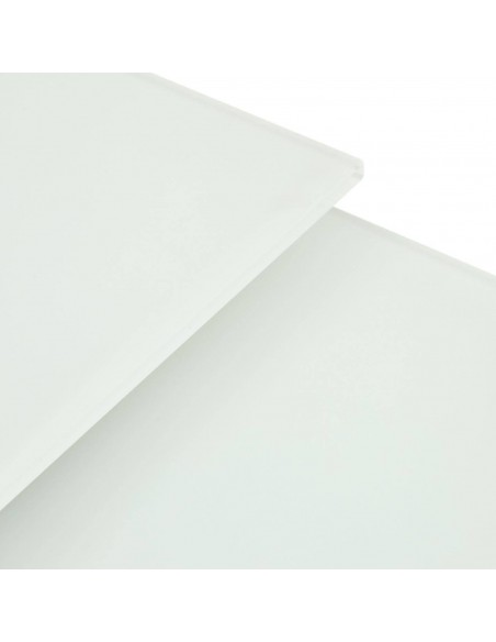 Mesa extensível Atminda 160(210) x 90, vidro temperado e aço.