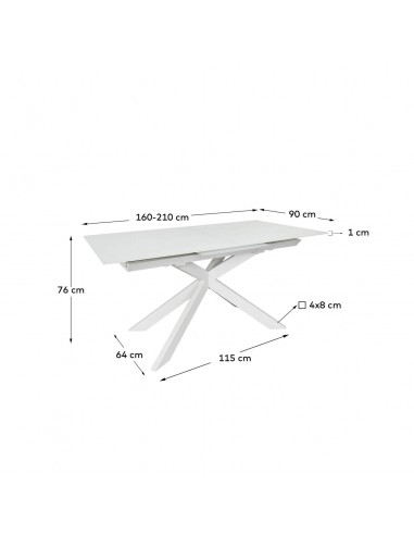 Mesa extensible Atminda 160(210) x 90, cristal...