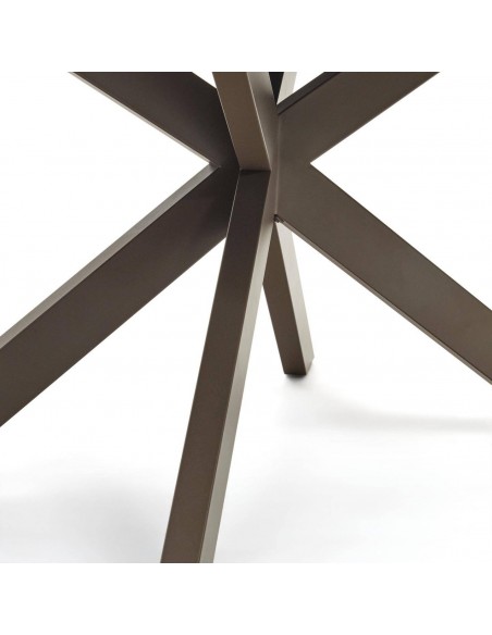 Mesa extensible Atminda 160 (210) x 90, porcelánico y acero marrón