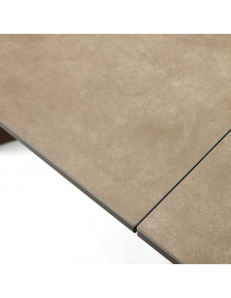 Mesa extensível Atminda 160 (210) x 90, porcelanato e aço marrom