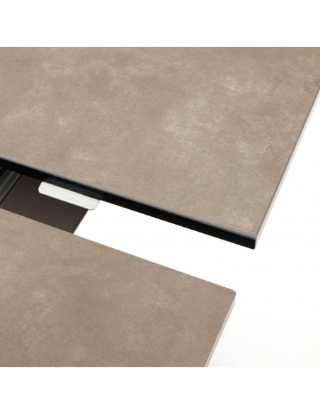 Mesa extensible Atminda 160 (210) x 90, porcelánico y acero marrón