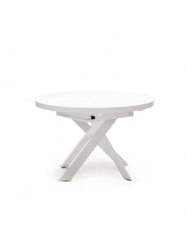 Mesa extensible redonda de cristal con MDF...