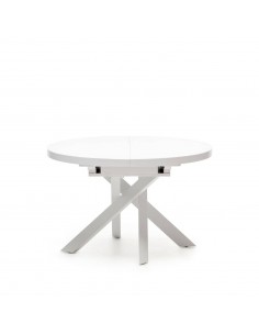 Mesa extensible redonda de cristal con MDF Vashti 120...