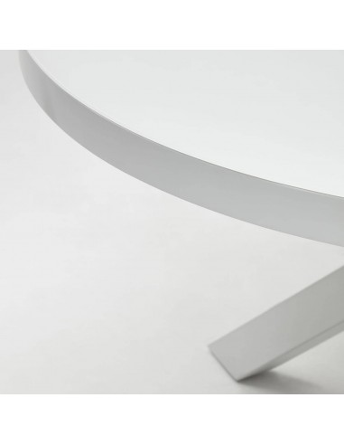 Mesa extensible redonda de cristal con MDF...