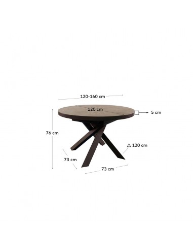 Mesa extensible redonda de cristal con MDF...