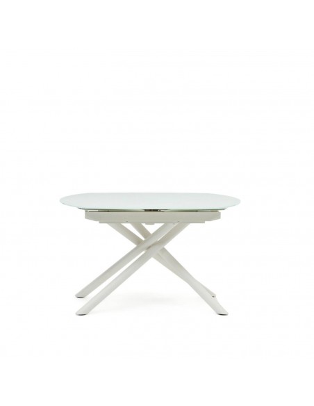 Mesa extensível de vidro Yodalia 130 (190) x 100, aço branco