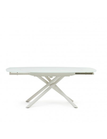 Mesa extensível de vidro Yodalia 130 (190) x 100, aço branco