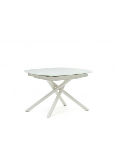 Mesa extensível de vidro Yodalia 130 (190) x 100, aço branco