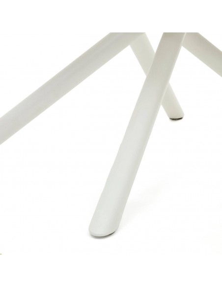 Mesa extensible de cristal Yodalia 130 (190) x 100, acero blanco