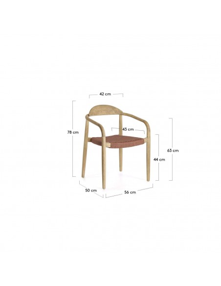 GLYNIS Silla brazos, exterior, eucalipto natural, cuerda
